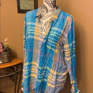 Multicolored flannel top